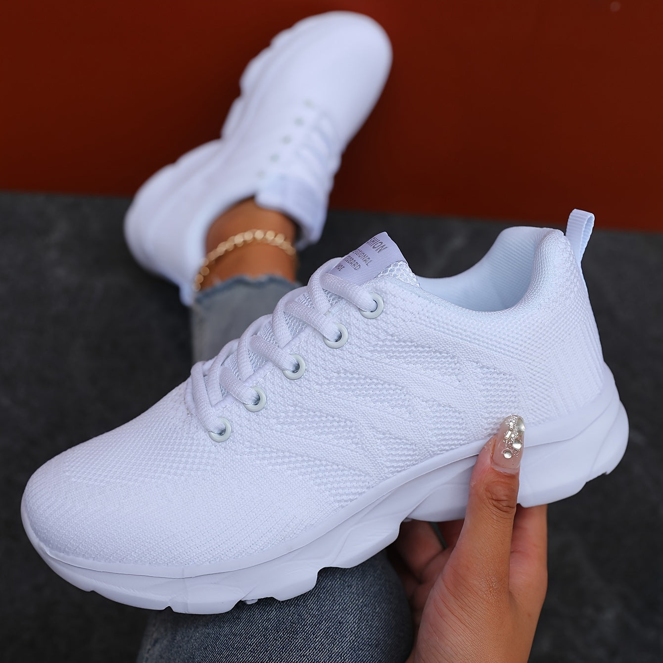 Women's Breathable Fabric Sneakers Low Top Casual Running Shoes