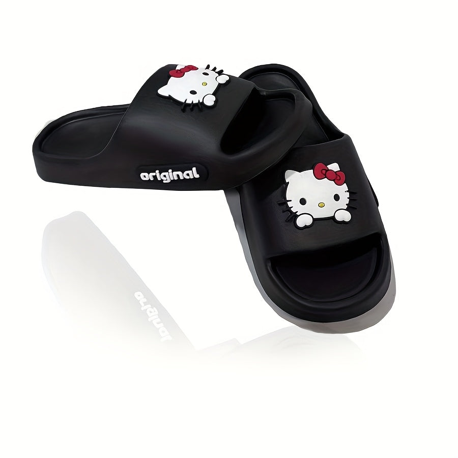 Women's EVA Slippers Indoor Outdoor House Shoes Black Red Bow Casual Footwear