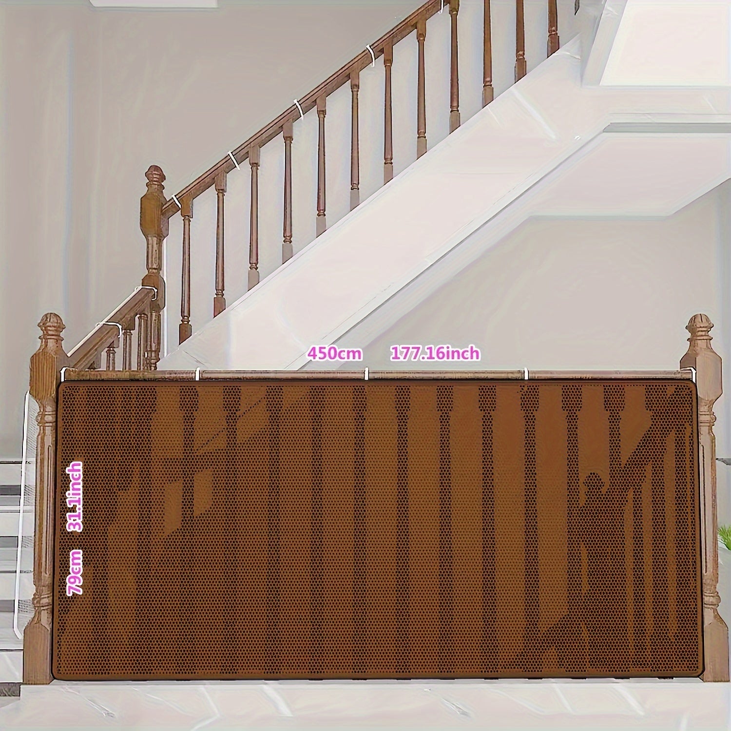 Child Safety Gate for Kids Coffee Brown Polyester Fiber 3-6 Years