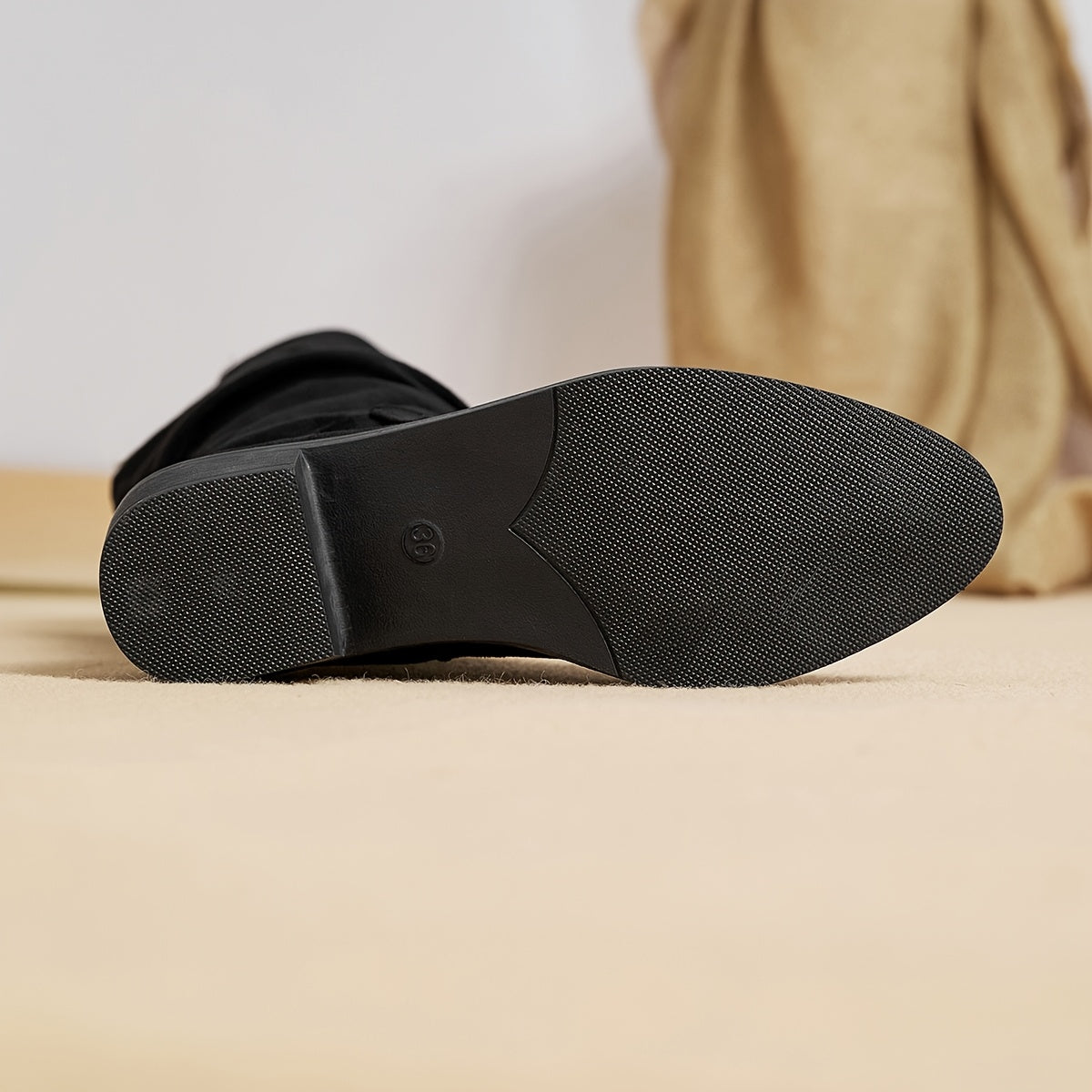 Women's Leather High Boots with Heel for Fall and Winter