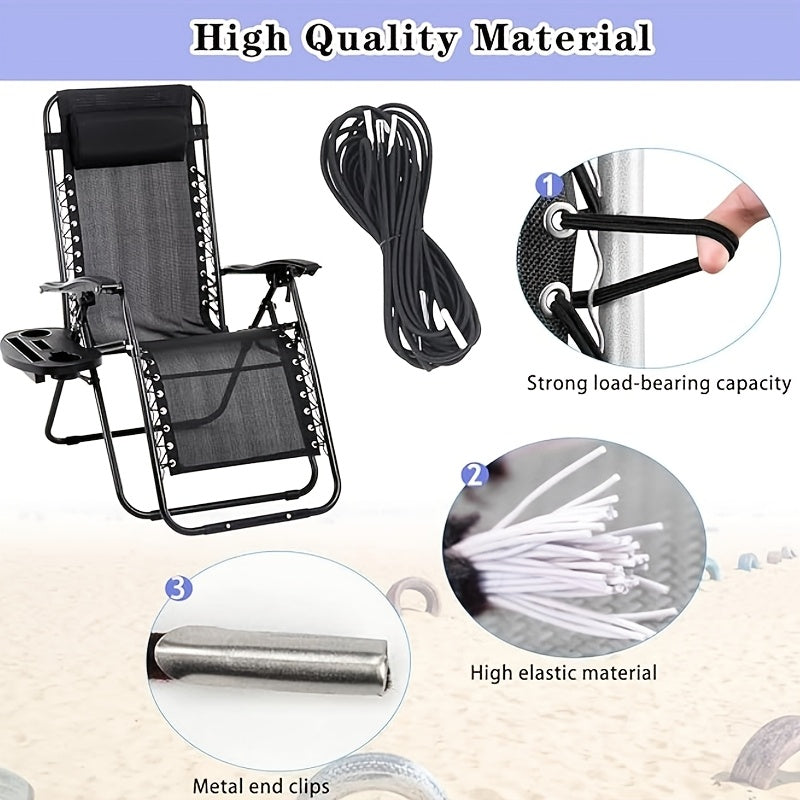 Black Zero Gravity Chair Replacement Fabric Set for Lounge and Patio Recliners