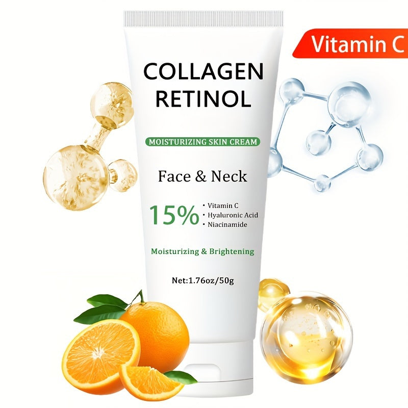 1.76oz Retinol yuzni ko'taruvchi kremi Gialuron kislotasi, Vitamin C va Niacinamid bilan. Terini mustahkamlaydi va ko'taradi, tuzilishini va rangini yaxshilaydi, va namlik ta'minlaydi.