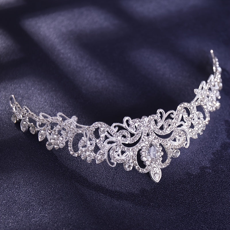 Ayollar va qizlar uchun to'y uchun bridal tiara taqmoq taxtasi, rhinestones bilan barokko dizayni