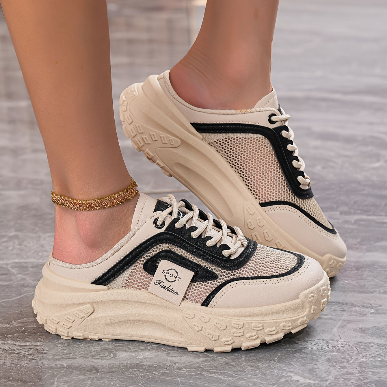 Women's Casual Slip-On Shoes Thick Sole Solid Color Round Toe PU Rubber Sole