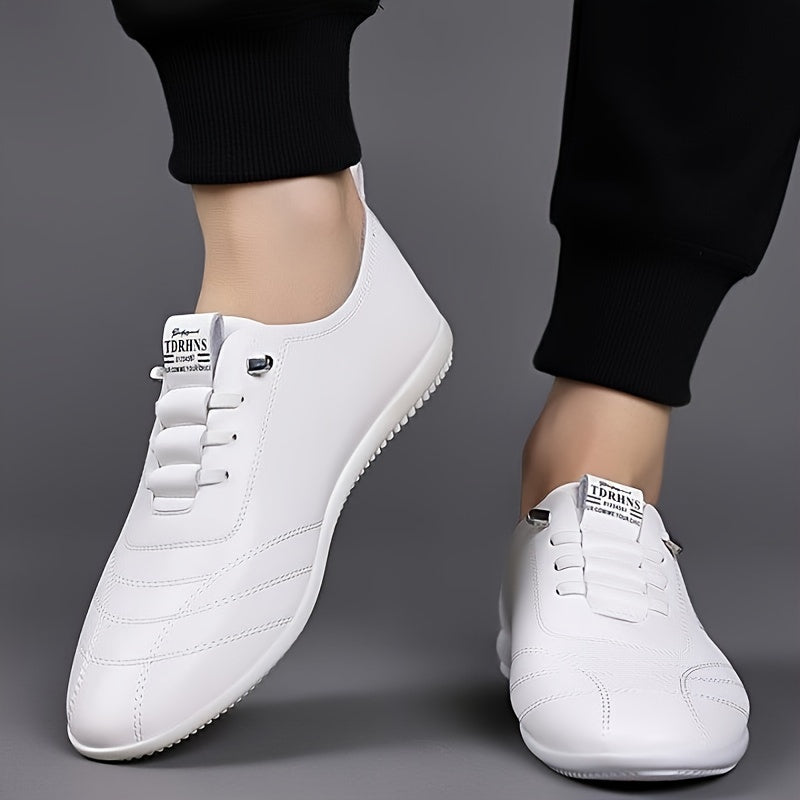 Men's Low Top Slip-On Sneakers with Graphic PU Upper and Rubber Sole