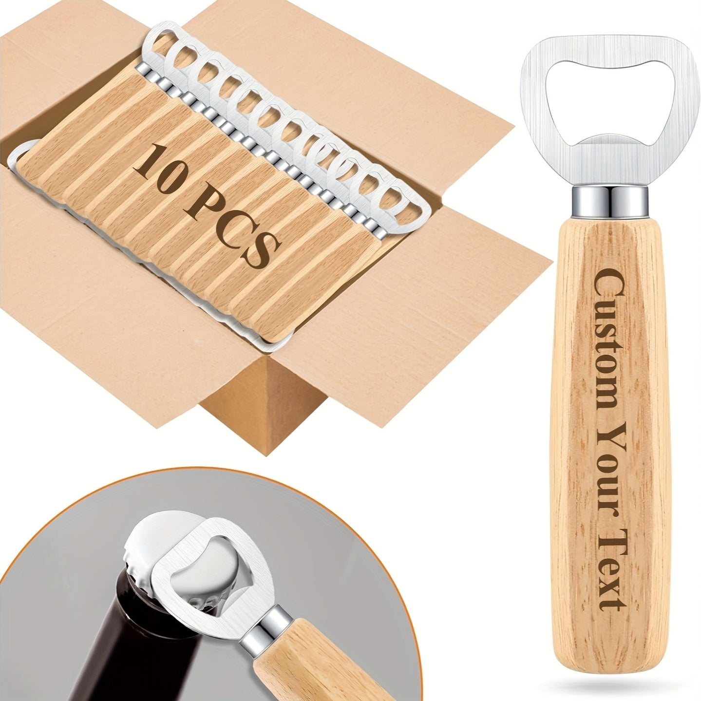Custom Engraved Wood Handle Bottle Openers for Gifting and Events