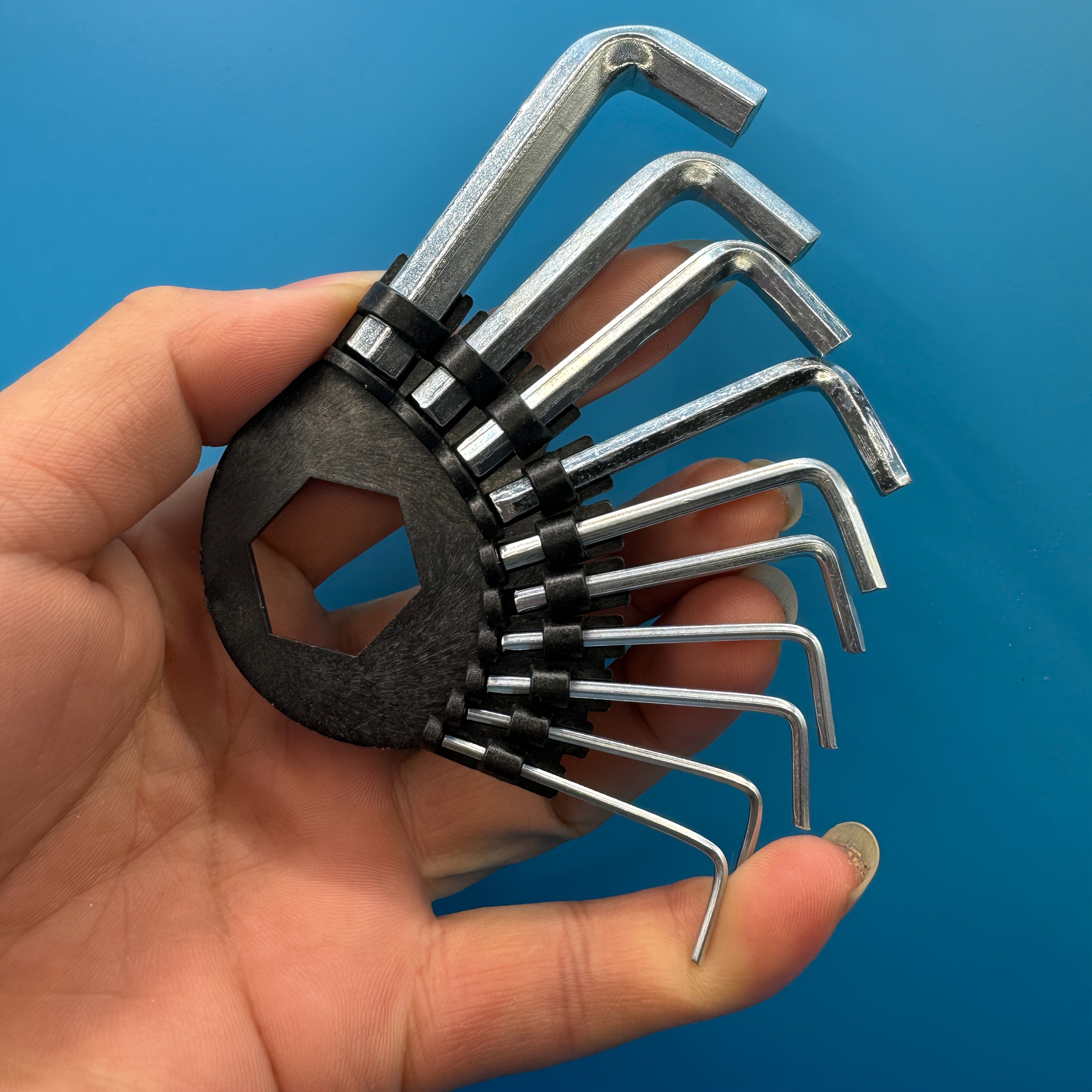 Set de 10 piezas de llaves hexagonales métricas e imperiales, forma en L, brazo corto, herramientas manuales