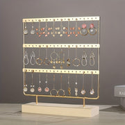 Многоуровневая стойка для железных серег с деревянной основой для хранения и демонстрации украшений