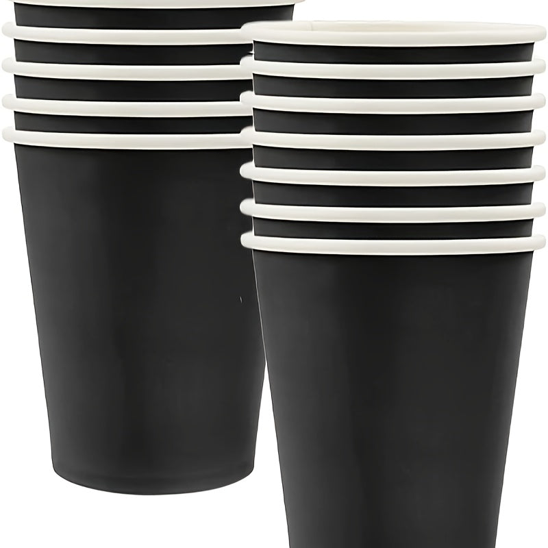 Black Paper Cups 8 Ounce Recyclable Hot Beverage for Parties Weddings Picnics