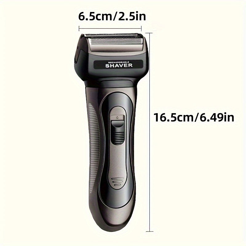 Men's Electric Razor with Dual Stainless Steel Blades and Nose Hair Trimmer