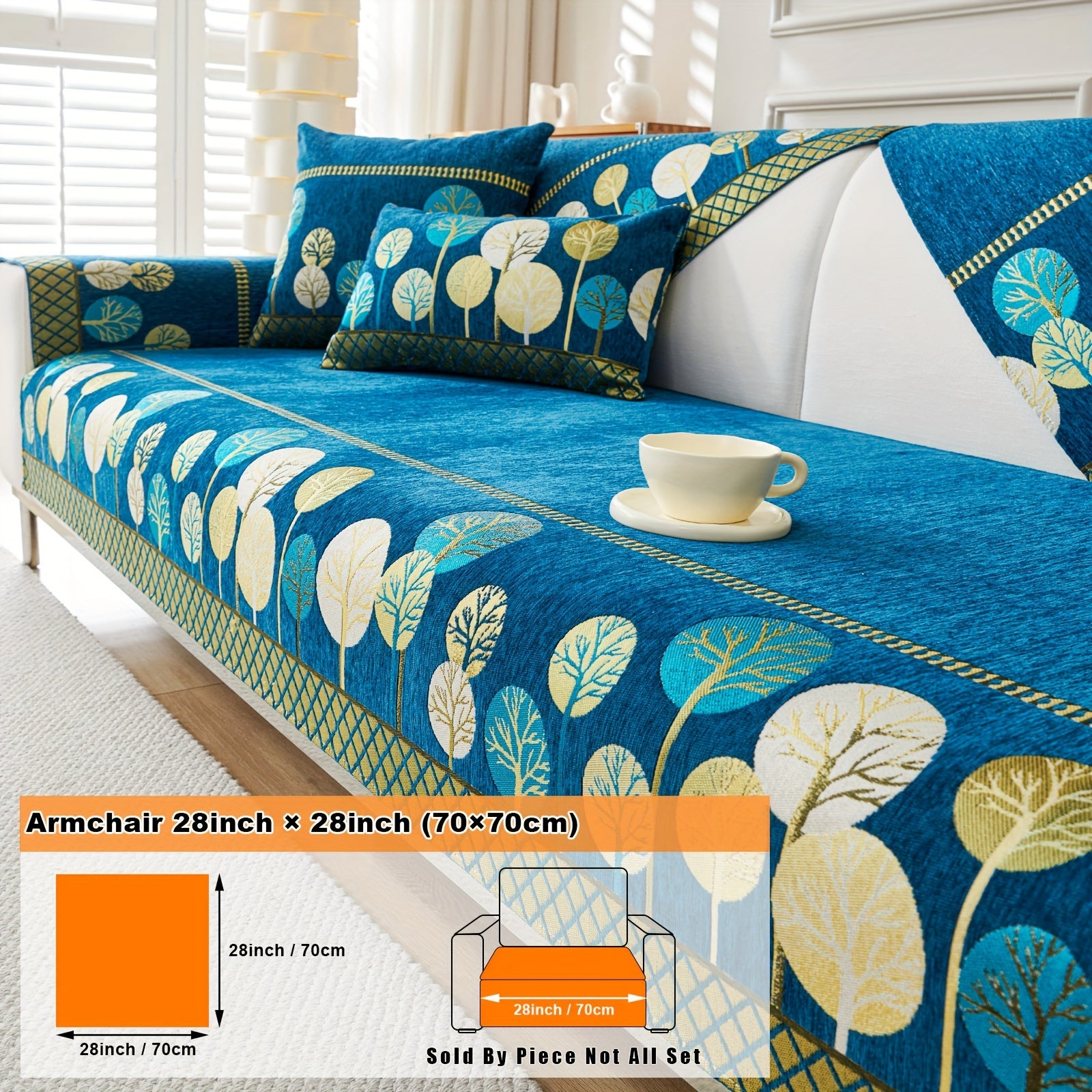 Bohemian Moonlit Trees Sofa Cover for Single to Quadruple Seaters Pet-Friendly Machine Washable Viscose