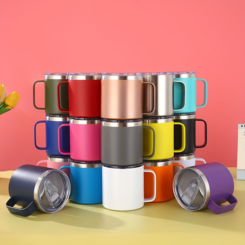 Кофейная кружка из нержавеющей стали объемом 14 унций с крышкой, с двойной вакуумной изоляцией, идеальна для горячих или холодных напитков.