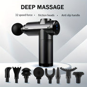 32-Speed Massage Gun with 8 Silicone Heads USB Rechargeable Lithium Battery for Back and Waist