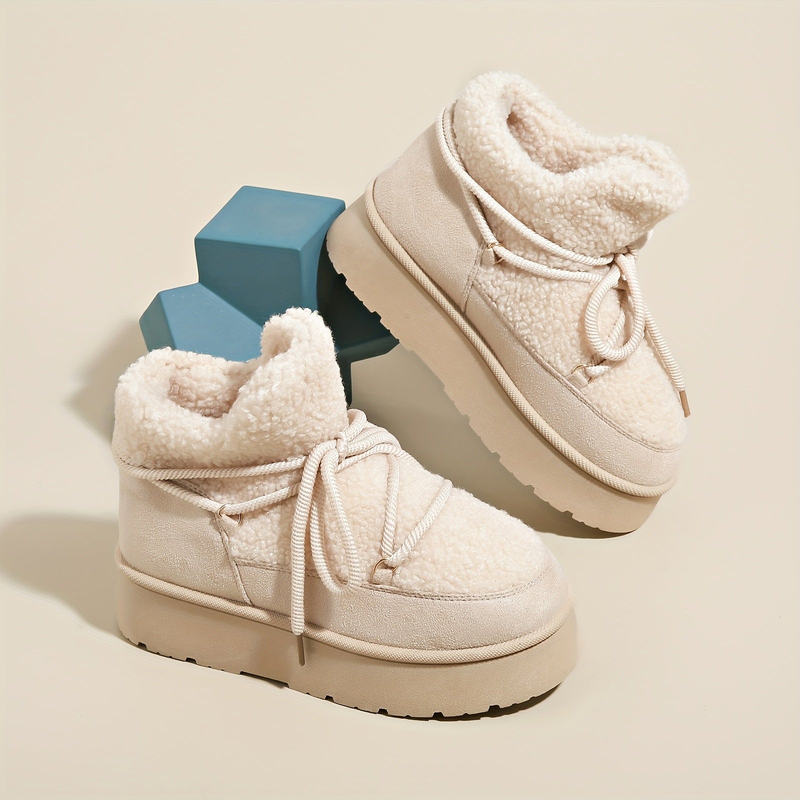 Women Snow Boots Winter Warm Slip-On Round Toe Fabric PVC Sole