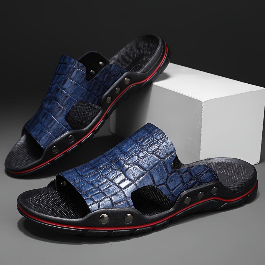 Plus Size Men Open Toe Slippers Non-Slip Rubber Sole Outdoor Comfort