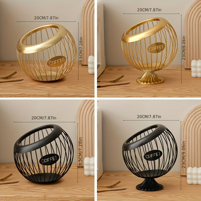 Iron Art Coffee Capsule Storage Rack for Organizing Snacks and Fruits Kitchen Desktop Organizer