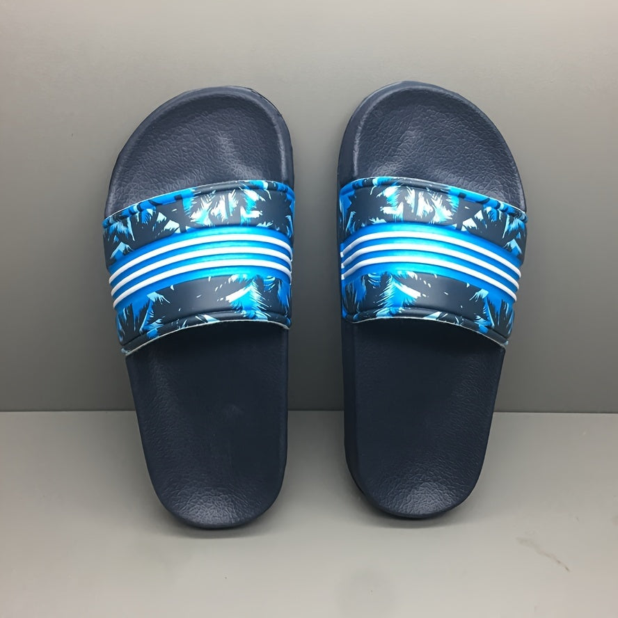 Детские нескользящие шлепанцы для бассейна и пляжа для мальчиков и девочек, с верхом из ЭВА, синий и черный