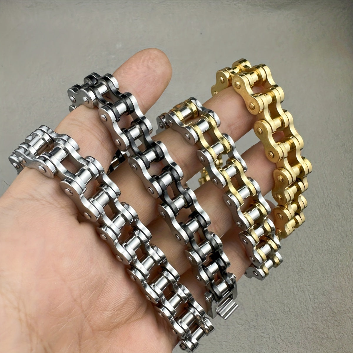 Stainless Steel Punk Rock Men Bracelet with Link Chain Jewelry