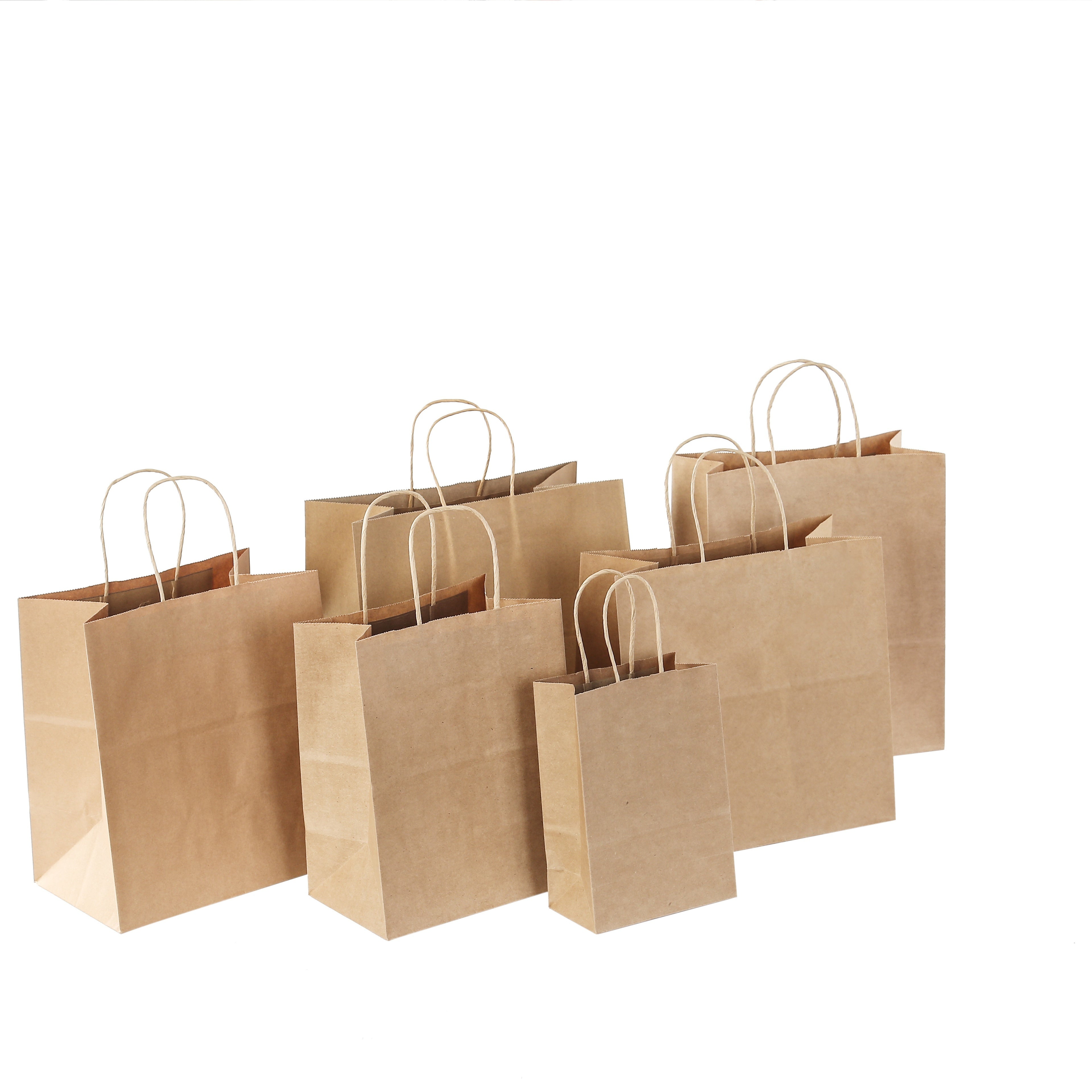 100pcs Brown Kraft Paper Bags with Twine Handles for Shopping and Gifts