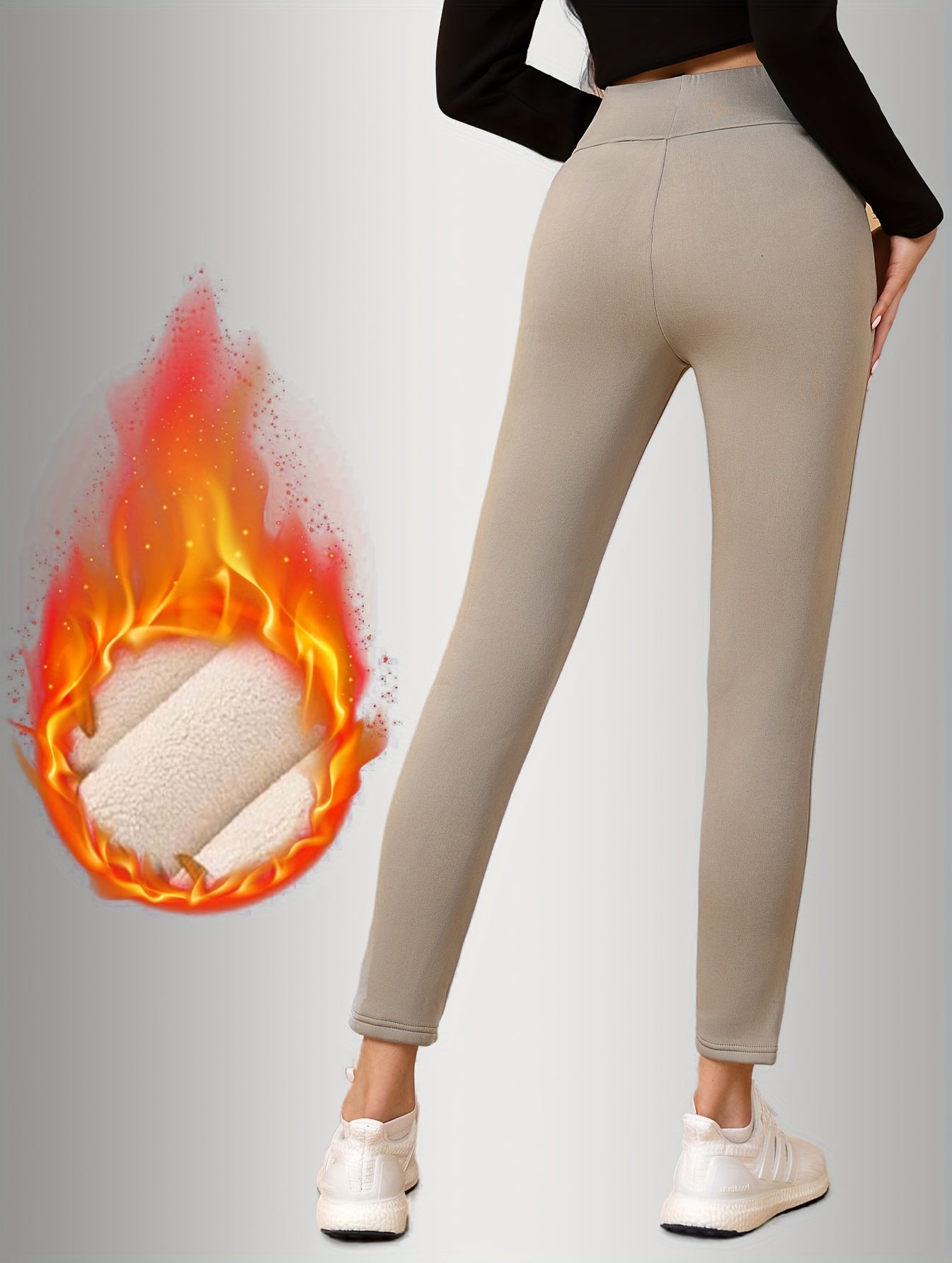 Women's Fleece-Lined High-Waist Leggings with Pockets and Abdominal Compression