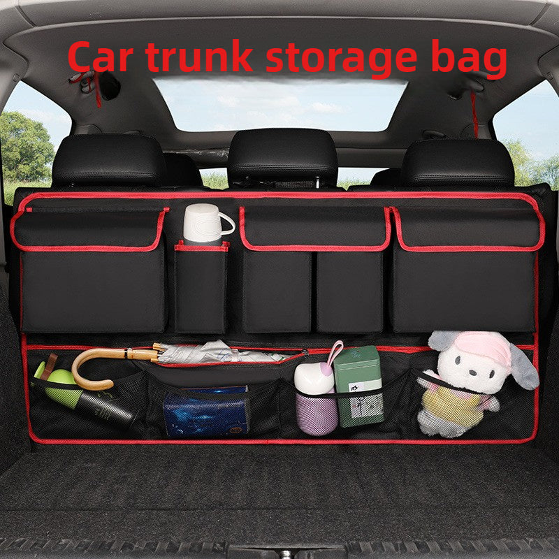 Universal Oxford Car Trunk Organizer with Mesh Pockets and Cup Holders