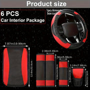 Car Interior Accessories Set Microfiber and Carbon Leather 6pcs