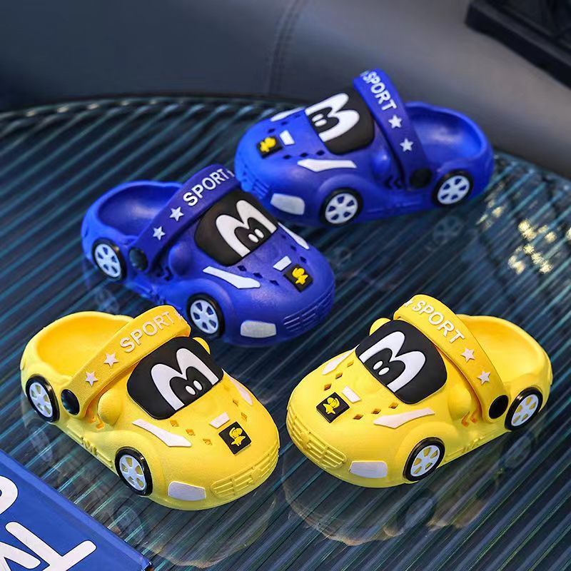 Kids Cartoon Car PVC Water Shoes Slip-On Indoor Outdoor Clogs for Boys and Girls