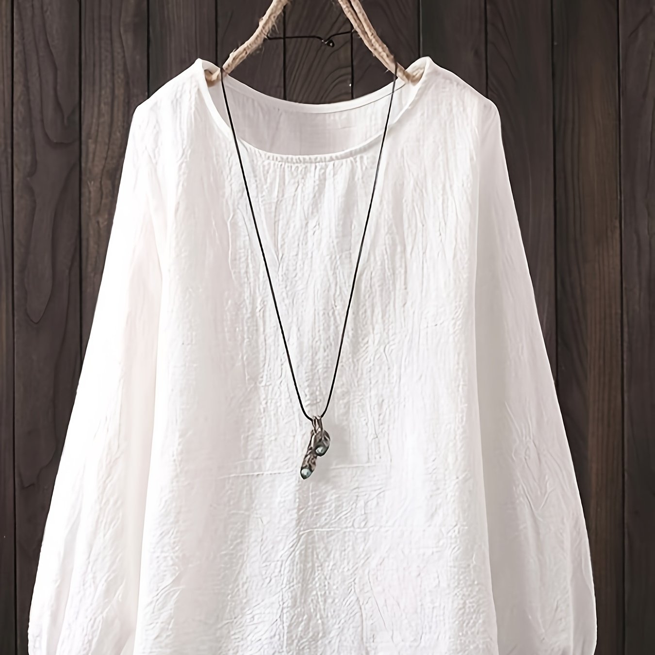 Women's Plus Size Long Sleeve Crew Neck Casual Shirt Polyester Solid Color