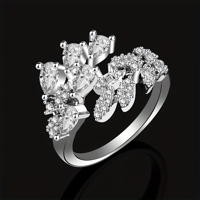 Elegant Platinum-Plated Zirconia Bridal Jewelry Set Necklace Earrings Bracelet Ring for Weddings