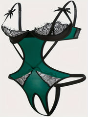 Plus o'lchamdagi ayollar uchun tül teddy bilan rangli bow va ochiq qovurg'a