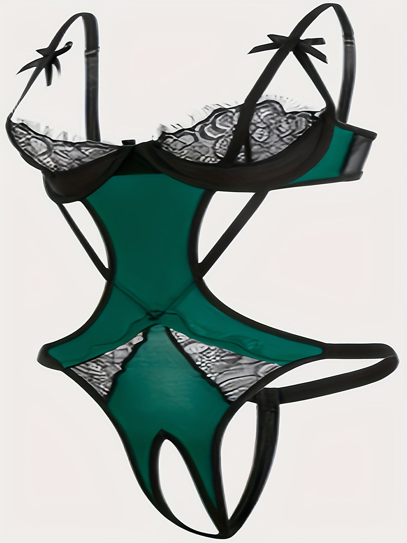 Plus o'lchamdagi ayollar uchun tül teddy bilan rangli bow va ochiq qovurg'a