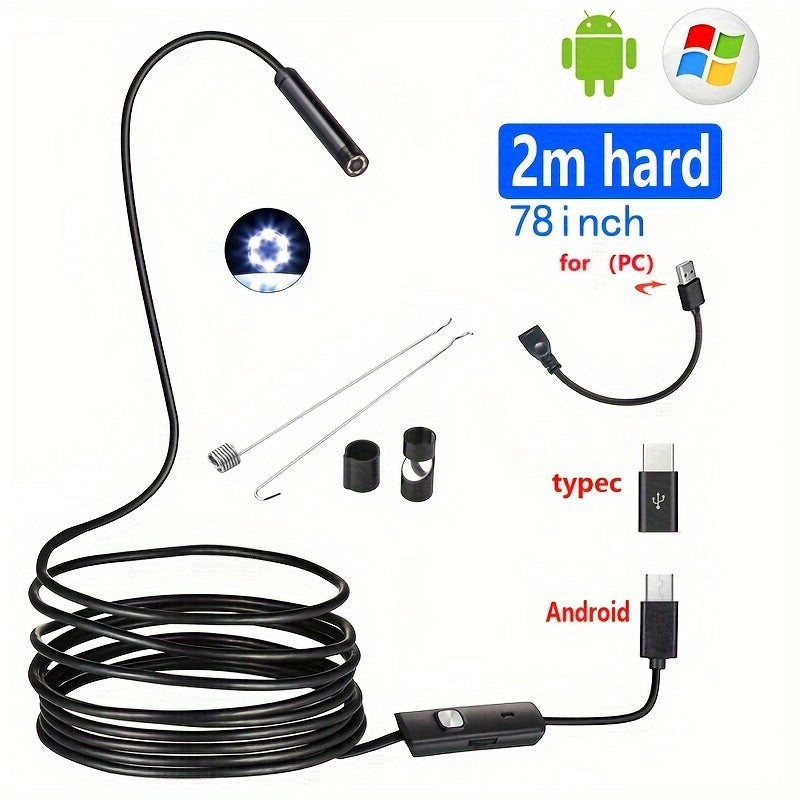 Industrial Endoscope Camera 5mm Diameter for Android Phones 1-10m Pipeline Inspection Automotive Repair Visual Inspection