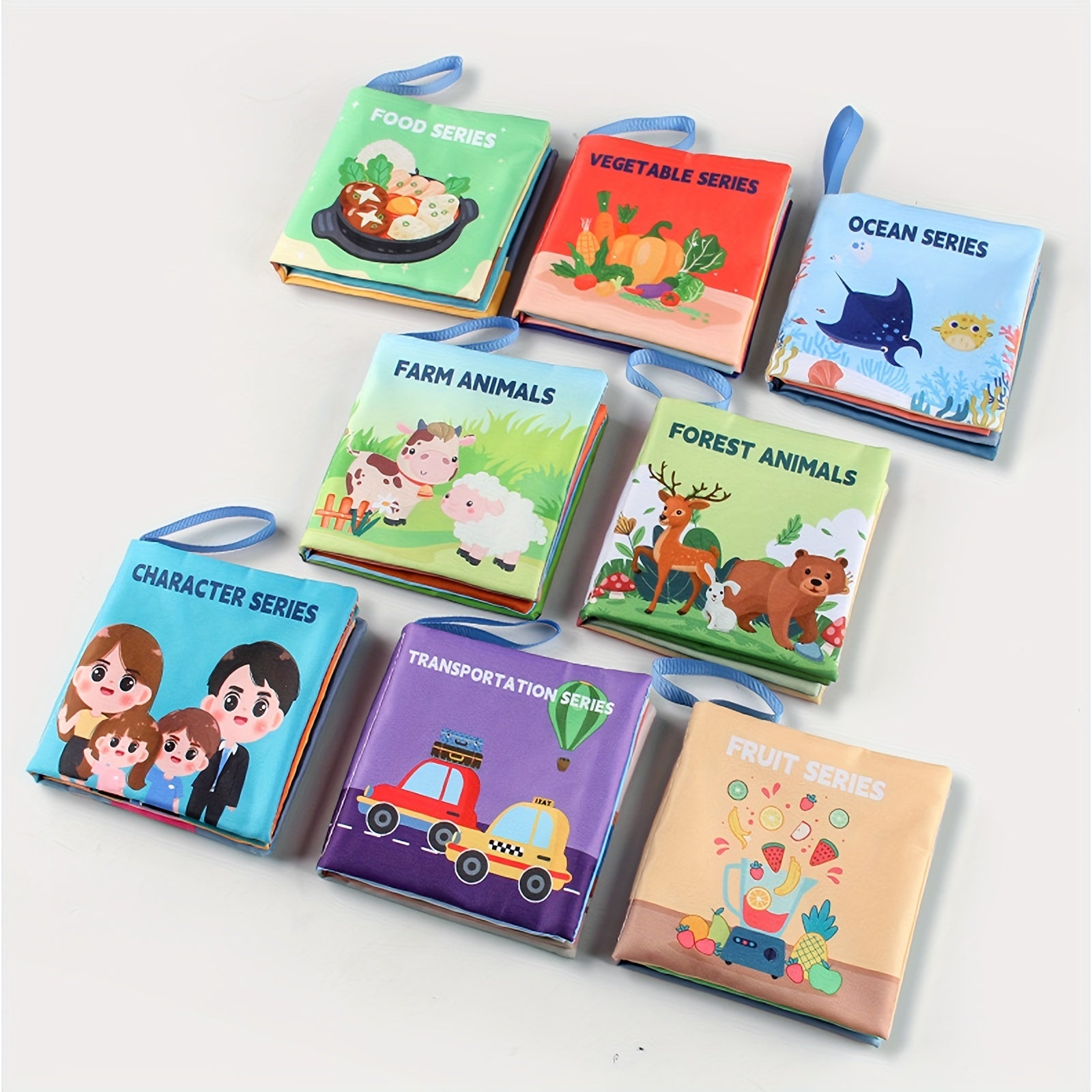 Set of 8 Baby Cloth Books for Early Education Tear-Resistant Chewable Multicolor
