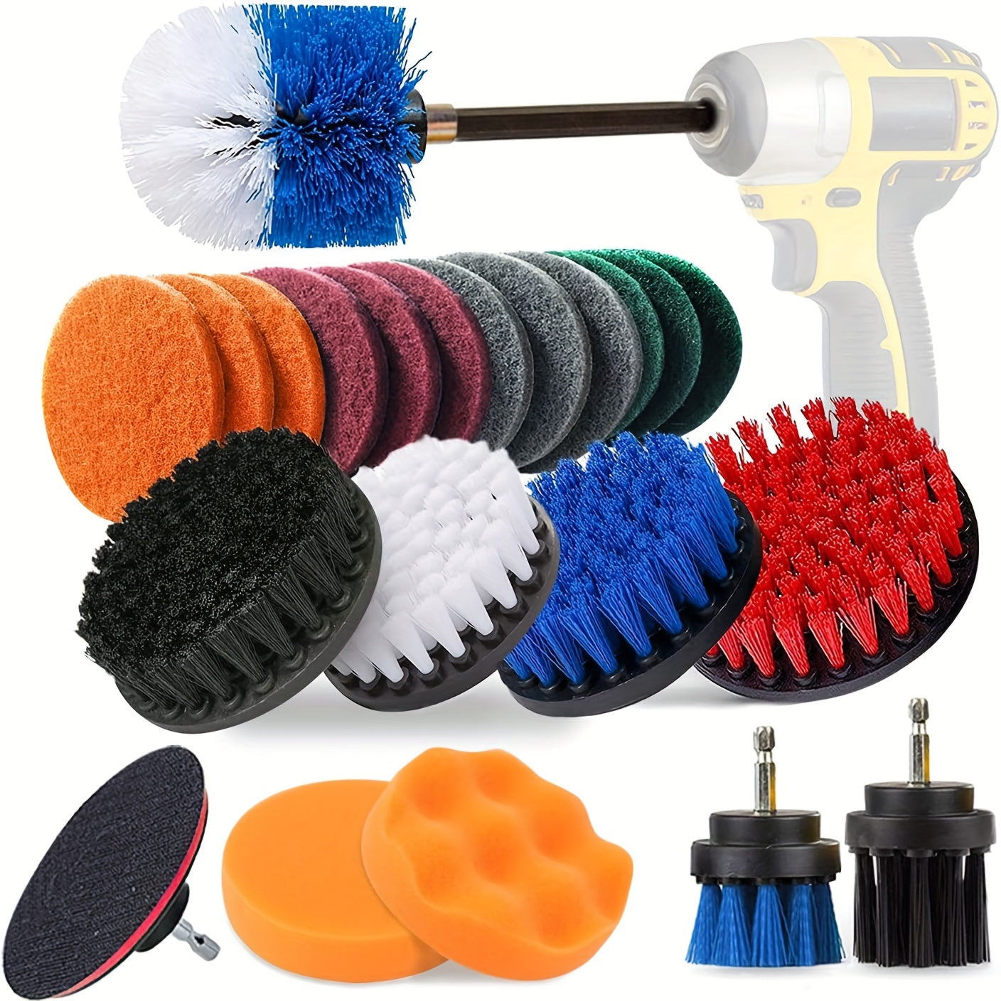 23-Piece Drill Brush Set with Extendable Rod for Grout Tile Bathroom Kitchen