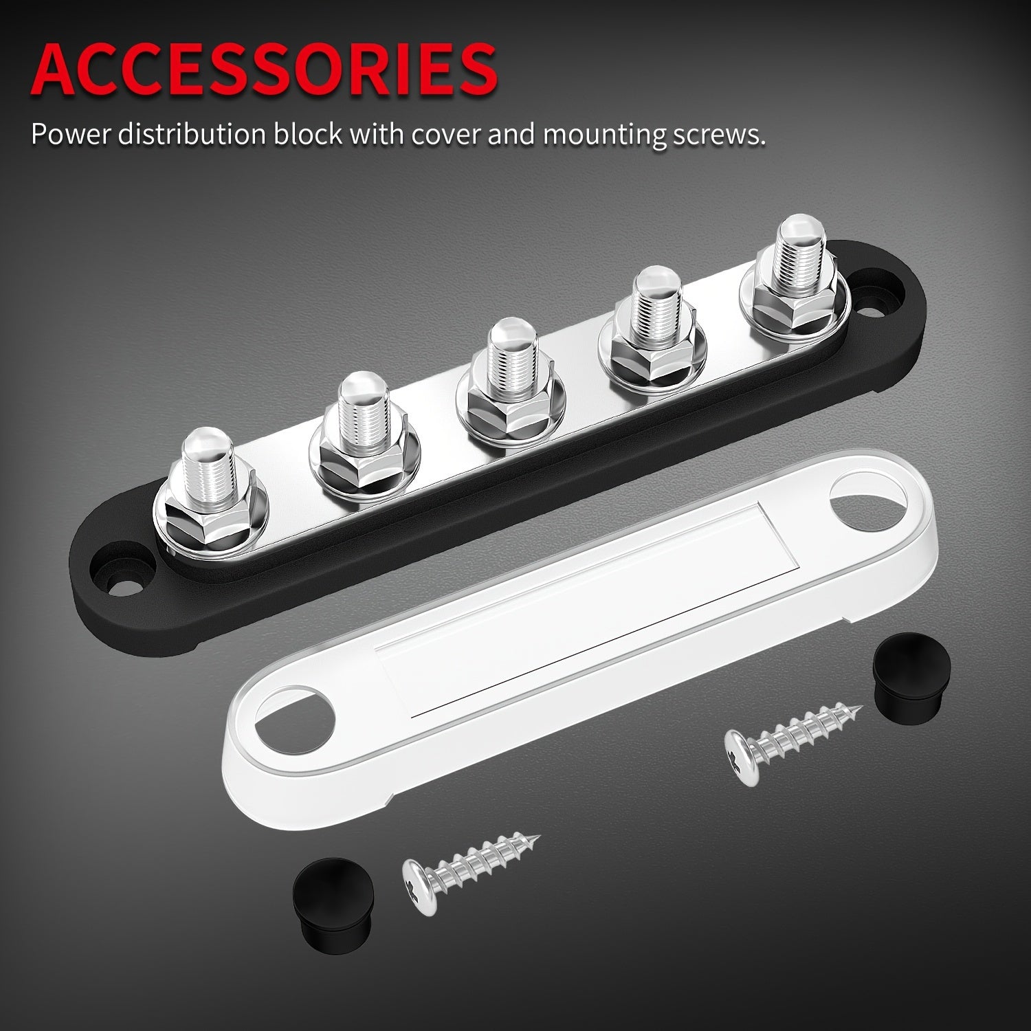 Terminal de batería de 12V, bloque de distribución de energía con tapa 5x5/16