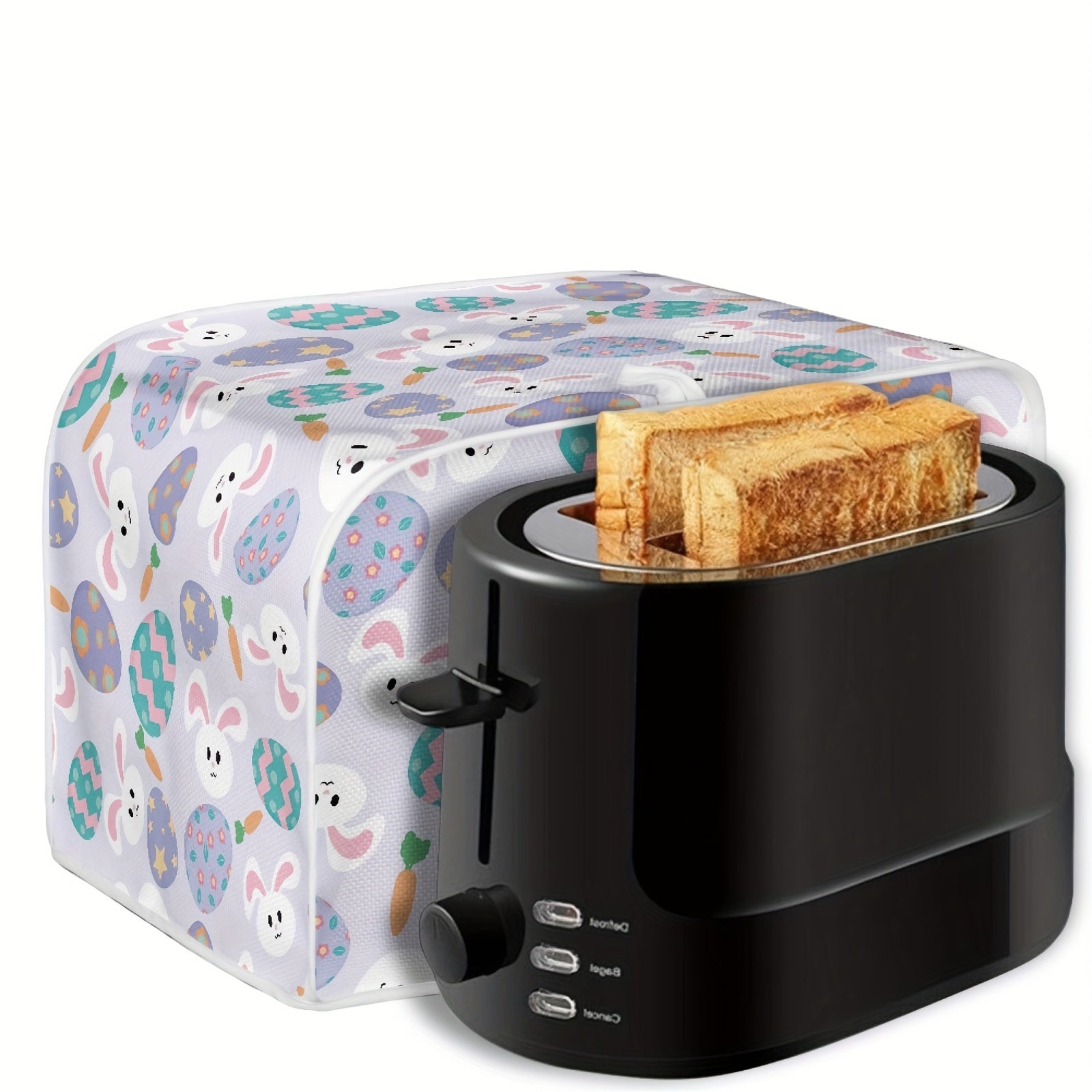 Festive Toaster Cover Polyester Dust Protector with Holiday Gnome Hearts Easter Eggs