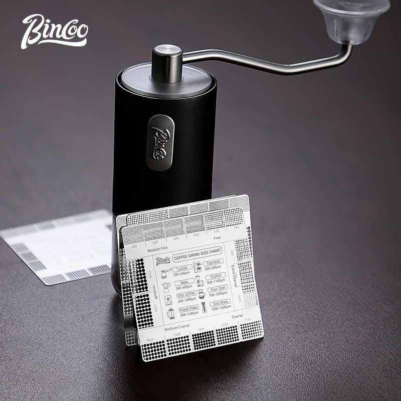 Tarjeta de referencia de la báscula para molinillos de café para comparación del grosor del polvo de café