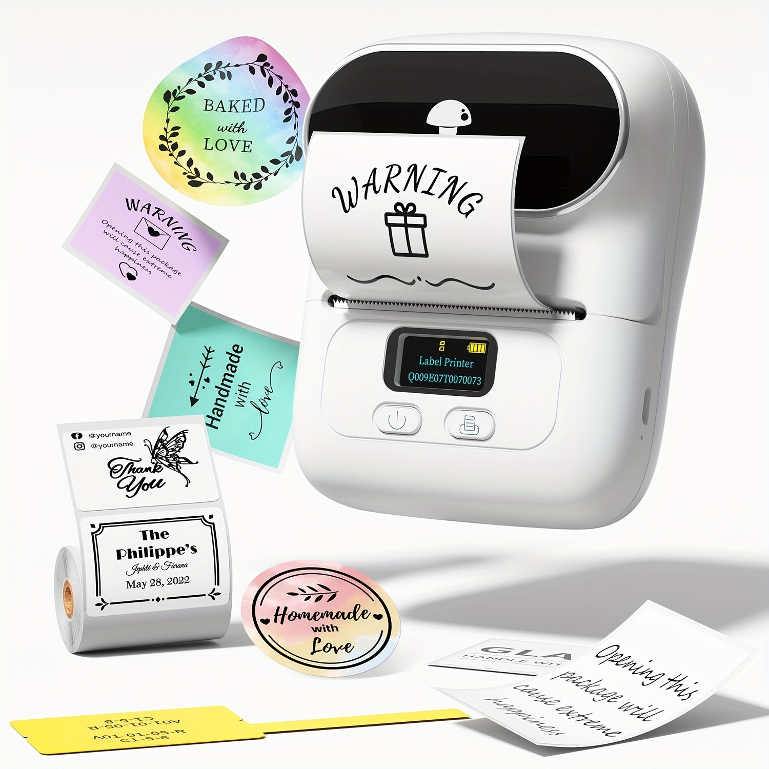 Portable Thermal Label Printer for IOS Android Small Business Office Black 40x30mm