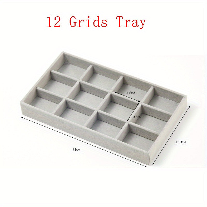 Soporte de exhibición y caja de almacenamiento apilable para joyas de terciopelo, para pendientes, anillos y collares