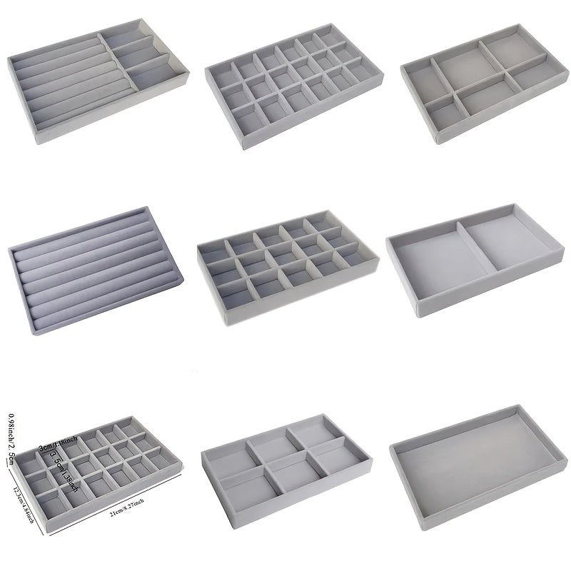 Velvet Jewelry Display Holder Stackable Organizer for Rings Earrings Necklaces