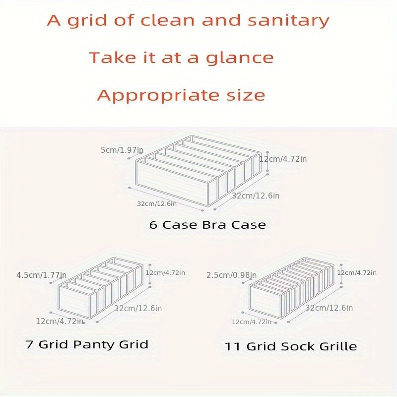 Cotton Blend Storage Boxes for Socks Bras Underwear Drawer Organizer