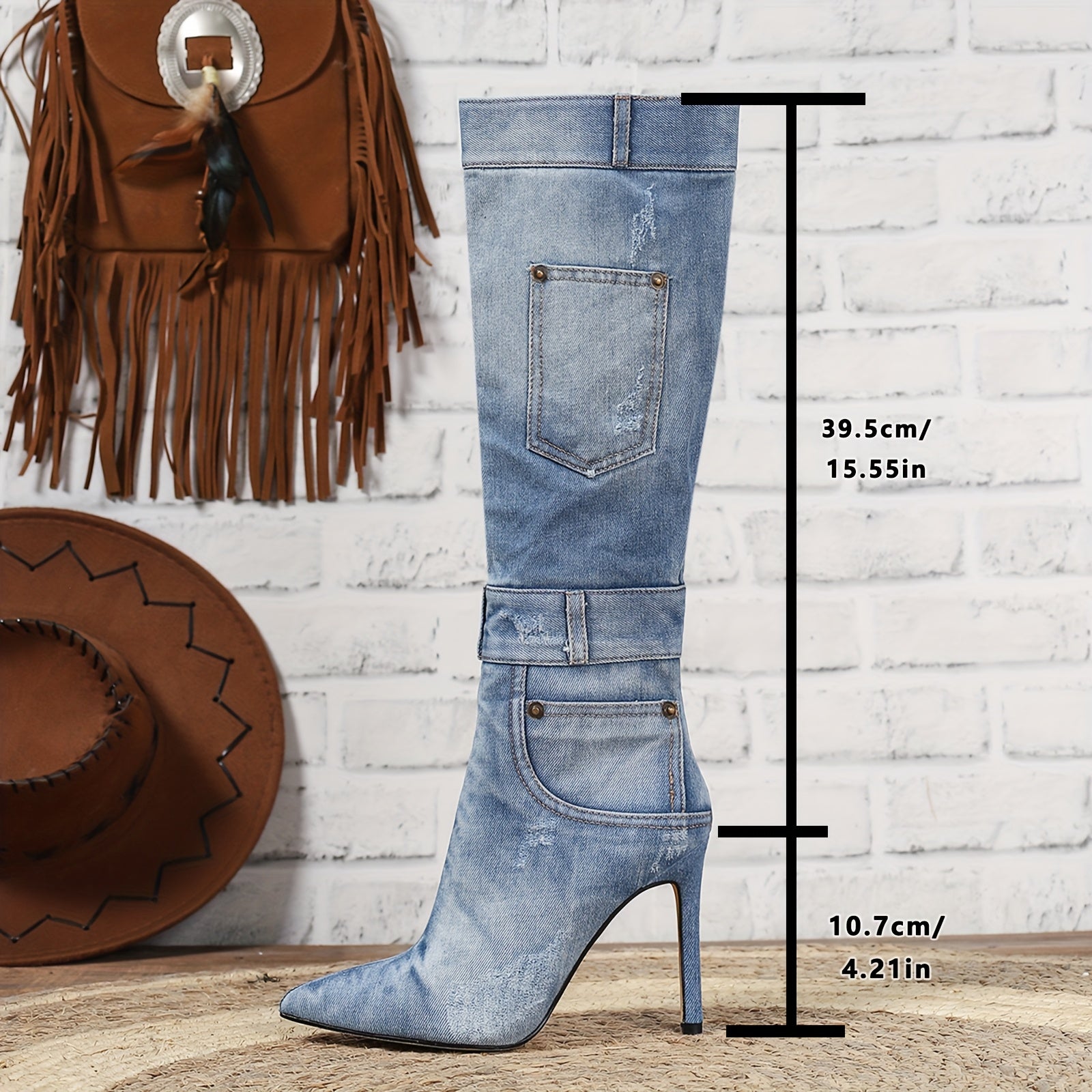 Women's Vintage Distressed Leather Knee-High Western Boots with Pointed Toe