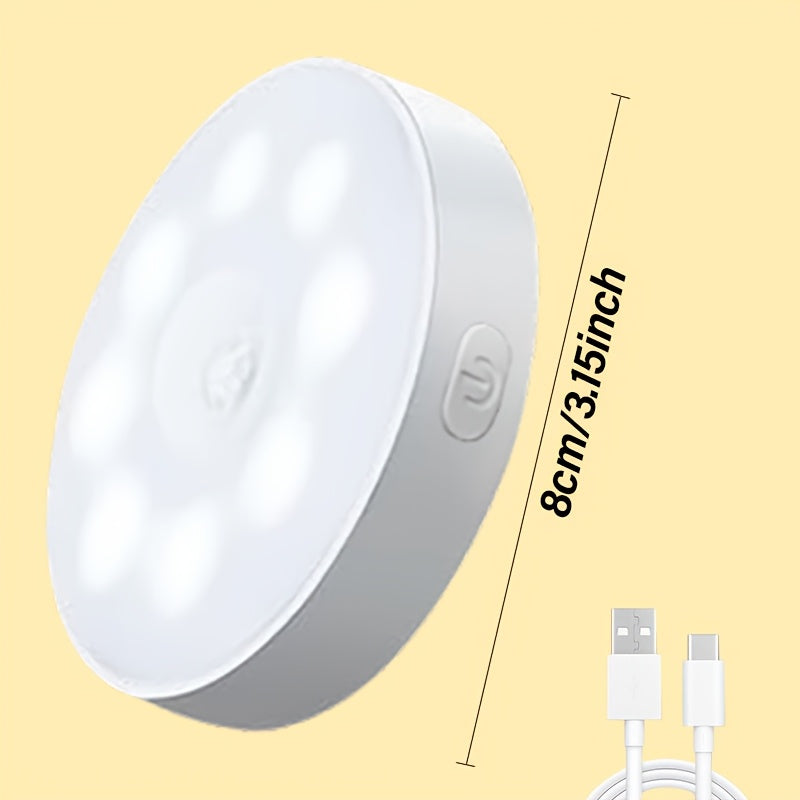 6pcs Magnetic LED Motion Sensor Lights Rechargeable Dimmable Portable Indoor White Yellow