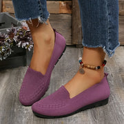 Zapatos planos casuales para mujer con cadena de oro, tela transpirable, suela de goma negra