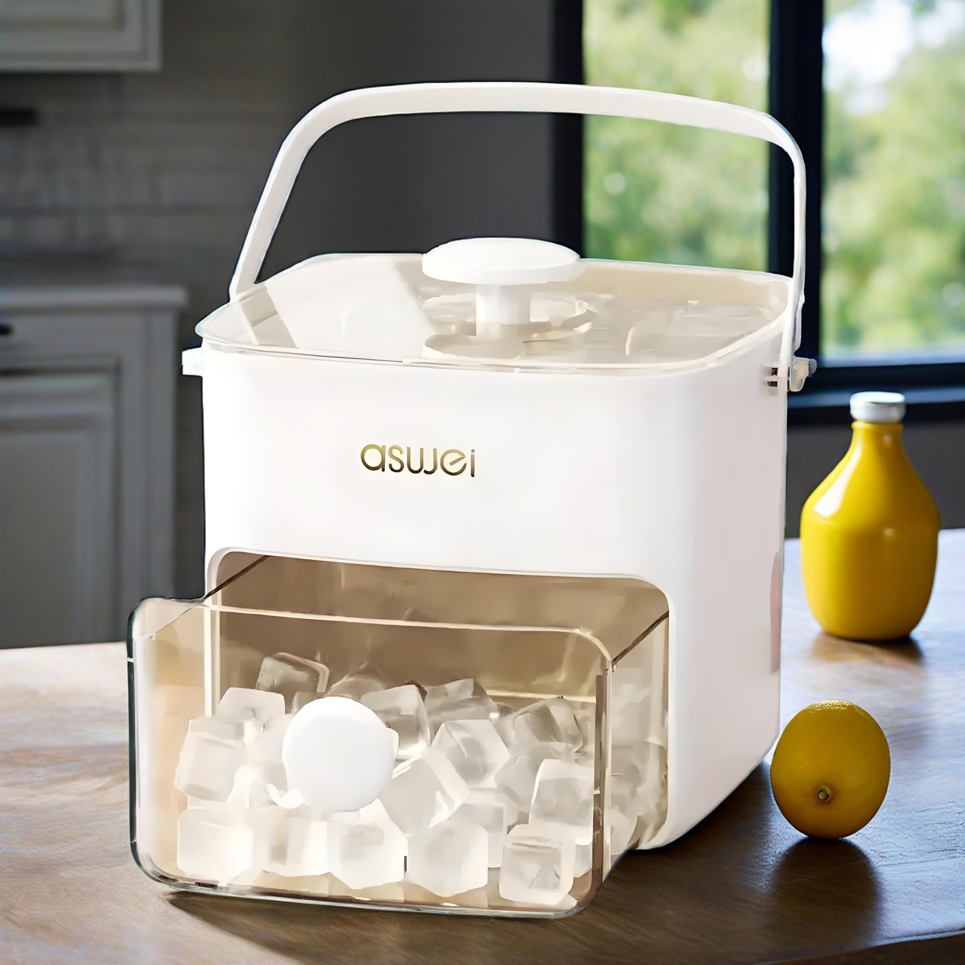 Portable Ice Maker with Large Capacity and Easy-Crush Lid for Camping and Small Kitchens