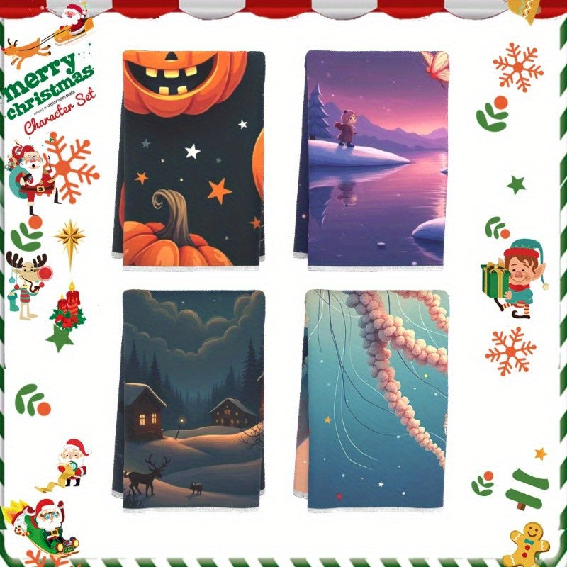 Christmas Kitchen Decorations Set of 4 Soft Material 45.72x66.04cm