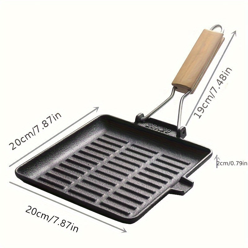 Cast Iron Skillet Non-Stick Oven-Safe with Foldable Handle for Cooking Steak