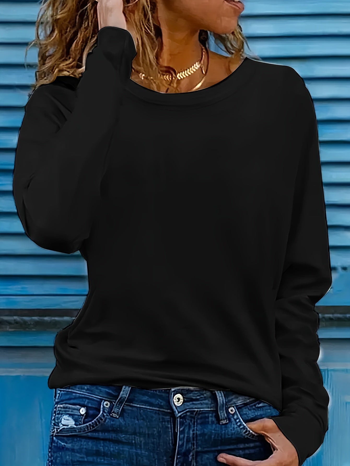 Women's Plus Size Long Sleeve T-Shirts Pack Solid Color Casual Basic Shirts