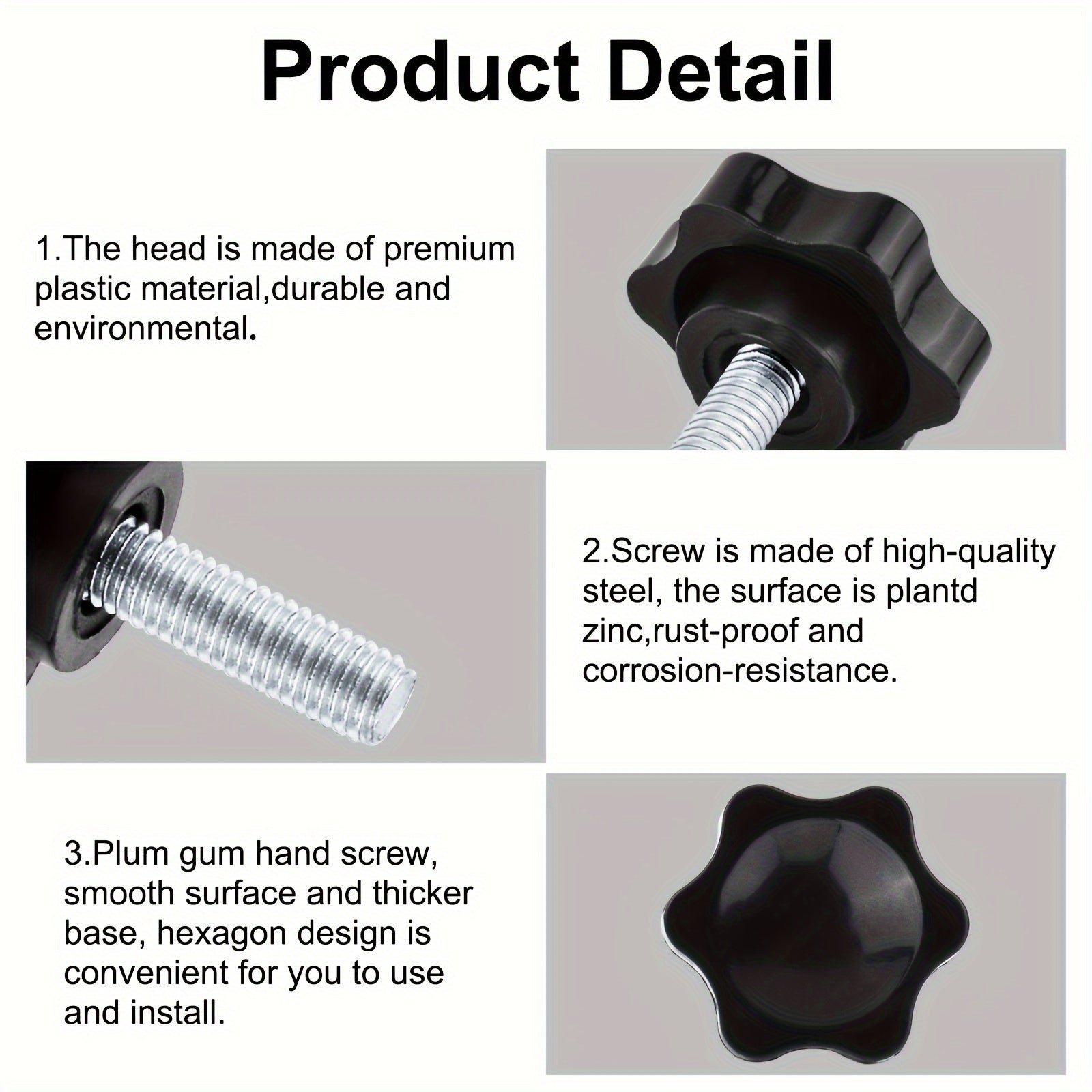 Set of 6 25mm M8 Knurled Thumbscrews for Furniture, Tools, and Crafts