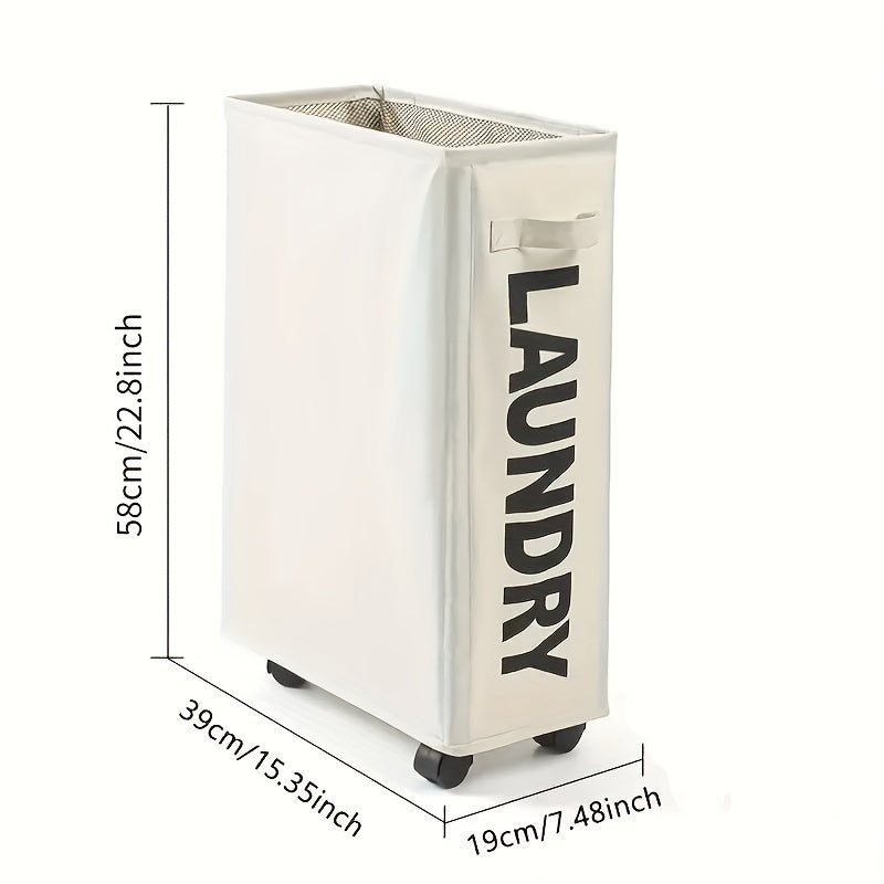 Qo‘l va g‘ildiraklar bilan yig‘iladigan kir yuvish savati 55.88cm, uy-joyni tartibga solish uchun